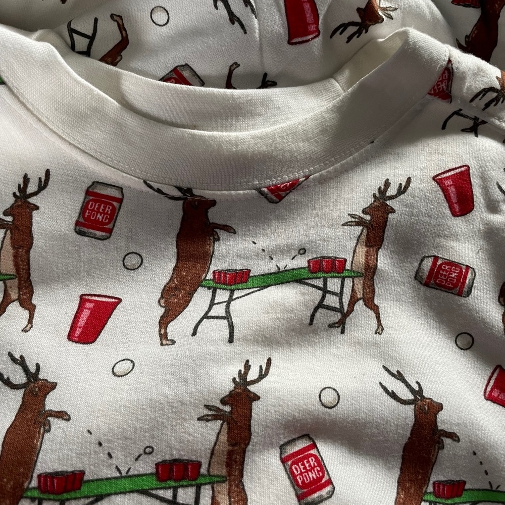 Spencers DEER PONG Ugly Christmas Pullover Sweater